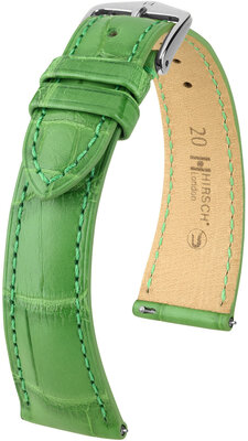Correa de piel Hirsch London 04307142-2, verde, piel de aligátor, Quick Release