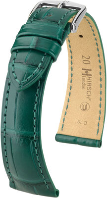 Correa de piel Hirsch London 04307149-2, verde, piel de aligátor, Quick Release
