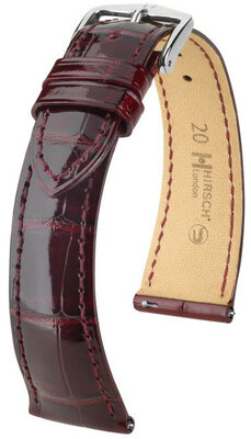 Correa de piel Hirsch London 04307160-2, rojo, piel de aligátor, Quick Release