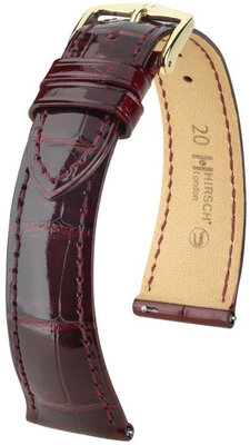 Correa de piel Hirsch London 04307160-7, rojo, piel de aligátor, Quick Release