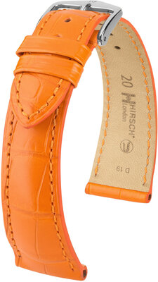 Correa de piel Hirsch London 04307176-2, naranja, piel de aligátor, Quick Release