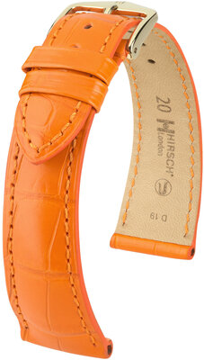 Correa de piel Hirsch London 04307176-7, naranja, piel de aligátor, Quick Release
