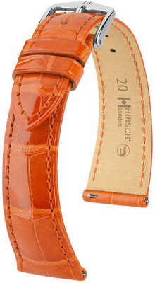 Correa de piel Hirsch London 04307177-2, naranja, piel de aligátor, Quick Release