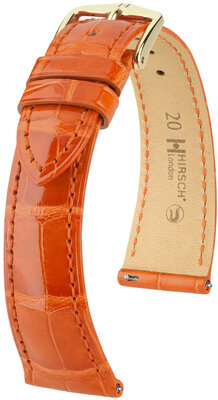 Correa de piel Hirsch London 04307177-7, naranja, piel de aligátor, Quick Release