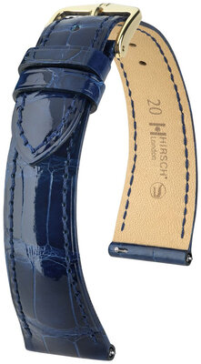 Correa de piel Hirsch London 04307180-7, azul, piel de aligátor, Quick Release