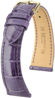 Correa de piel Hirsch London 04307184-7, morado, piel de aligátor, Quick Release