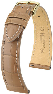 Correa de piel Hirsch London 04307199-7, beige, piel de aligátor, Quick Release