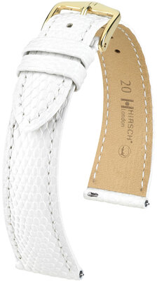 Correa de piel Hirsch London 04366100-7, blanco, piel de lagarto, Quick Release