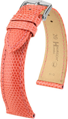 Correa de piel Hirsch London 04366122-2, rosa, piel de lagarto, Quick Release