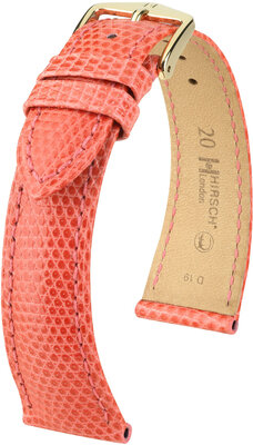 Correa de piel Hirsch London 04366122-7, rosa, piel de lagarto, Quick Release
