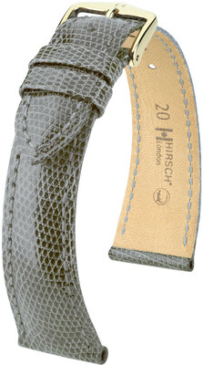 Correa de piel Hirsch London 04366130-7, gris, piel de lagarto, Quick Release