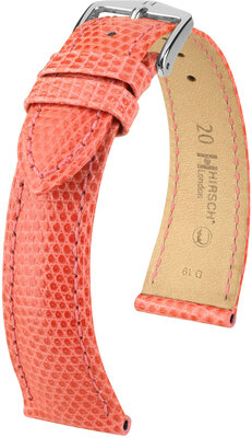 Correa de piel Hirsch London L 04366022-2, naranja, piel de lagarto, longitud L, cierre rápido