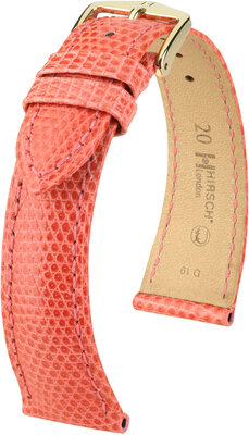 Correa de piel Hirsch London L 04366022-7, naranja, piel de lagarto, longitud L, cierre rápido