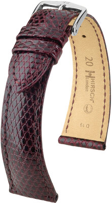 Correa de piel Hirsch London L 04366060-2, morada, piel de lagarto, longitud L, cierre rápido