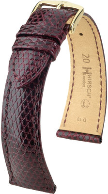 Correa de piel Hirsch London L 04366060-7, morada, piel de lagarto, longitud L, cierre rápido