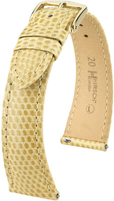 Correa de piel Hirsch London L 04366090-7, beige, piel de lagarto, longitud L, cierre rápido
