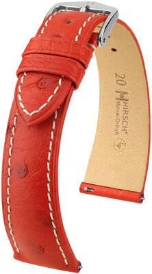 Correa de piel Hirsch Massai Ostrich L 04362021-2, roja, piel de avestruz, longitud L, cierre rápido