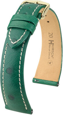 Correa de piel Hirsch Massai Ostrich L 04362041-7, verde, piel de avestruz, longitud L, cierre rápido