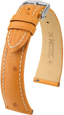Correa de piel Hirsch Massai Ostrich L 04362074-2, marrón, piel de avestruz, longitud L, cierre rápido