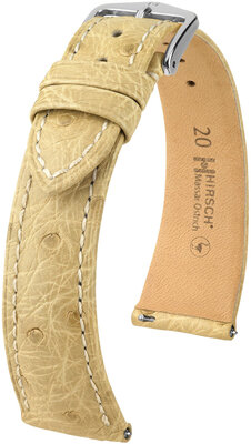 Correa de piel Hirsch Massai Ostrich L 04362090-2, beige, piel de avestruz, longitud L, cierre rápido