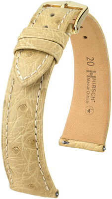 Correa de piel Hirsch Massai Ostrich L 04362090-7, beige, piel de avestruz, longitud L, cierre rápido