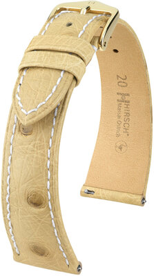 Correa de piel Hirsch Massai Ostrich L 04362091-7, beige, piel de avestruz, longitud L, cierre rápido