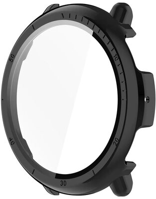 Funda protectora (pro Amazfit Active 2, round), plástico, negro + cristal
