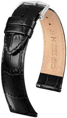 Correa de cuero Hirsch Louisianalook L 03427050-2, negro, piel de ternera, longitud L, Quick Release