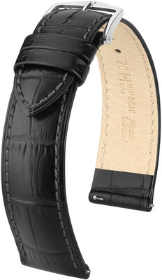 correa de cuero Hirsch Duke S 01028350-2, negra, ternera, longitud S, Quick Release