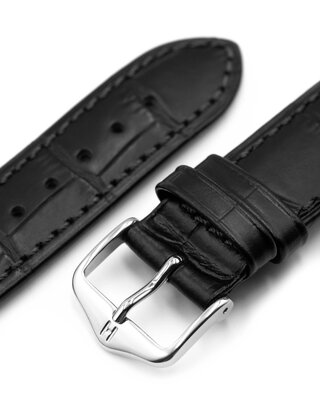 correa de cuero Hirsch Duke S 01028350-2, negra, ternera, longitud S, Quick Release