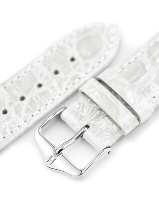 correa de cuero Hirsch Genuine Croco L 01808000-2, blanco, piel de cocodrilo, longitud L, Quick Release