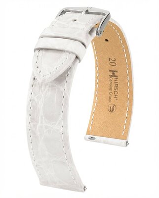 correa de cuero Hirsch Genuine Croco L 01808000-2, blanco, piel de cocodrilo, longitud L, Quick Release