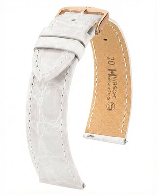 correa de cuero Hirsch Genuine Croco L 01808000-7, blanco, piel de cocodrilo, longitud L, Quick Release