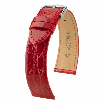 correa de cuero Hirsch Genuine Croco L 01808020-2, rojo, piel de cocodrilo, longitud L, Quick Release