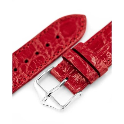 correa de cuero Hirsch Genuine Croco L 01808020-2, rojo, piel de cocodrilo, longitud L, Quick Release