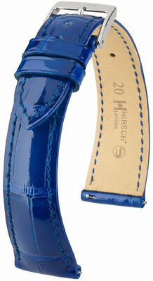 correa de cuero Hirsch London L 04307082-2, azul, piel de aligátor, longitud L, Quick Release