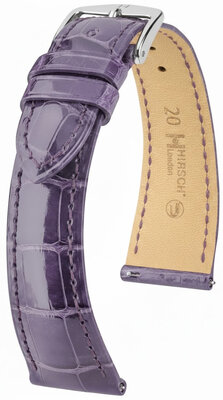 Correa de cuero Hirsch London L 04307084-2, morado, piel de aligátor, longitud L, Quick Release
