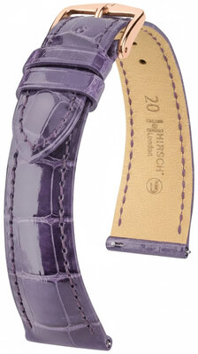 correa de cuero Hirsch London L 04307084-7, violeta, piel de aligátor, longitud L, Quick Release