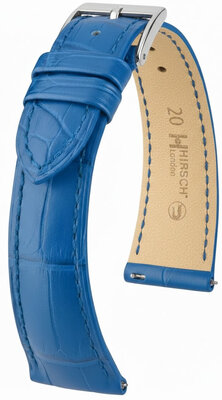 correa de cuero Hirsch London L 04307085-2, azul, piel de aligátor, longitud L, Quick Release