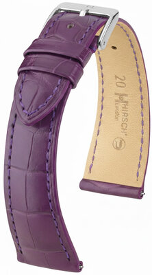 Correa de cuero Hirsch London L 04307086-2, violeta, piel de aligátor, longitud L, Quick Release