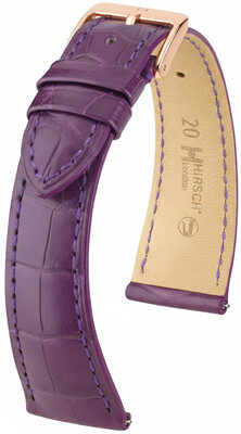 Correa de cuero Hirsch London L 04307086-7, morado, piel de aligátor, longitud L, Quick Release