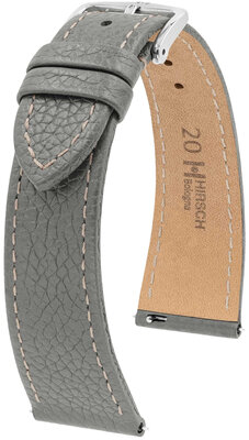 Correa de piel Hirsch Bologna 01802130-2, gris, teletina, Quick Release