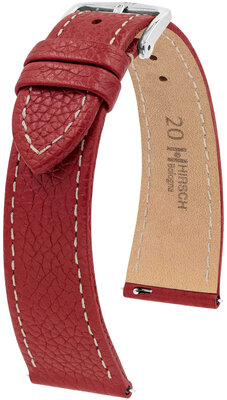 Correa de piel Hirsch Bologna 01802160-2, rojo, teletina, Quick Release
