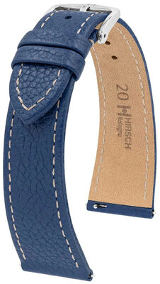 Correa de piel Hirsch Bologna 01802180-2, azul, teletina, Quick Release