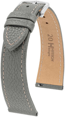 correa de cuero Hirsch Bologna L 01802030-2, gris, piel de becerro, longitud L, Quick Release