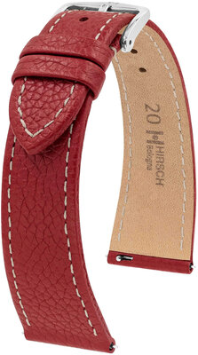 correa de cuero Hirsch Bologna L 01802060-2, rojo, piel de becerro, longitud L, Quick Release