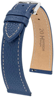 Correa de cuero Hirsch Bologna L 01802080-2, azul, piel de ternero, longitud L, Quick Release