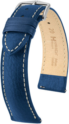Correa de cuero Hirsch Boston 01302180-2, azul, piel de ternera, longitud M, Quick Release