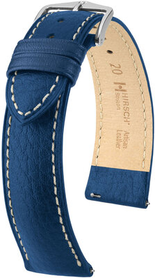 correa de cuero Hirsch Boston L 01302080-2, azul, piel de ternera, longitud L, Quick Release