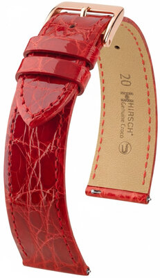 correa de cuero Hirsch Genuine Croco L 01808020-7, rojo, piel de cocodrilo, longitud L, Quick Release
